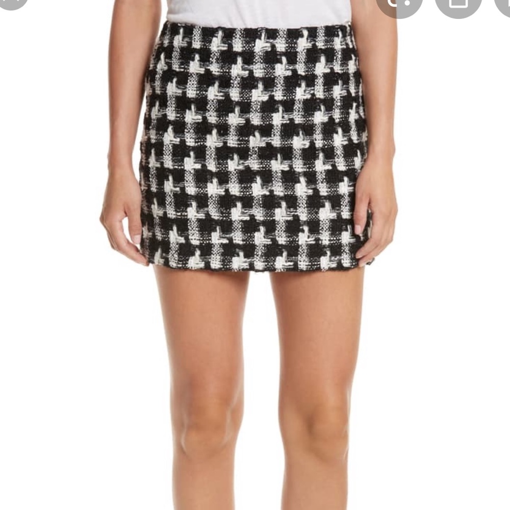 Alice + Olivia - Houndstooth Wool Mini Skirt